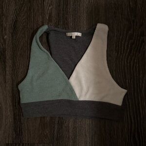 Z Supply Green and White Crop Top